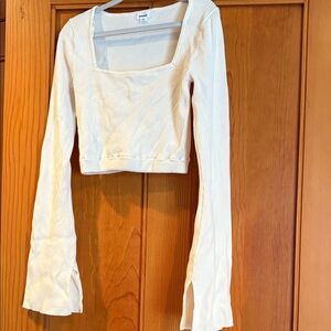 Garage Cream Long Sleeve Square Neck Top